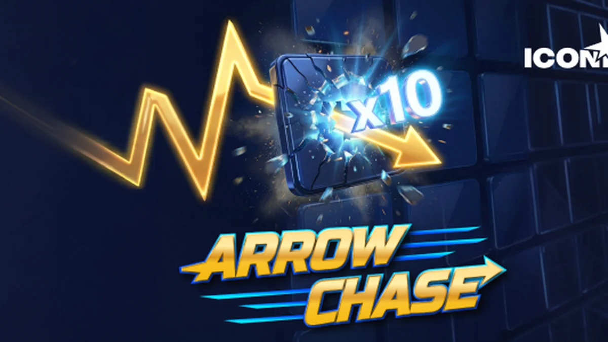 Isang visual na representasyon ng Arrow Chase grid at ang gumagalaw na arrow sa isang virtual gaming environment.