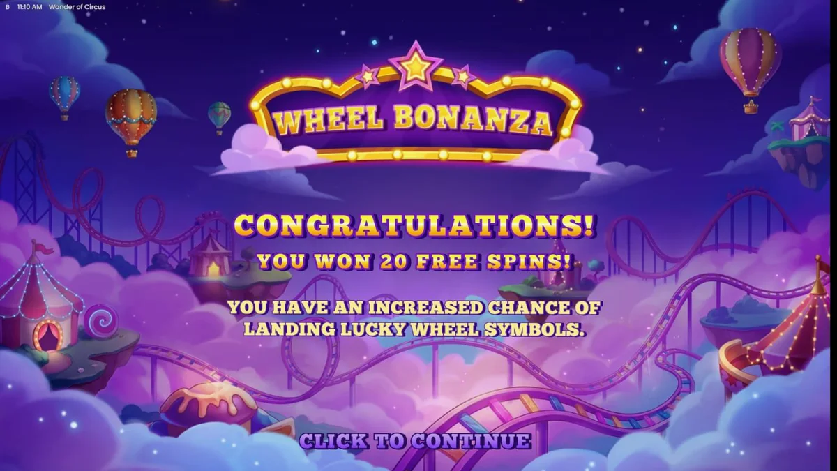 Makulay na neon circus theme ng Wonder of Circus slot